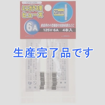 YAZAWA(ヤザワ) 【生産終了】ミニガラス管ヒュ-ズ 20mm 125V 6A 4本入  GF6125M