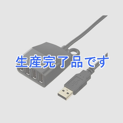 サンワサプライ 延長用USB2.0ハブ 4ポート ケーブル長約0.6m ブラック  USB-HEX406BK