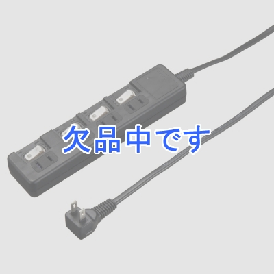 YAZAWA(ヤザワ) 雷ガード付節電タップ 4個口 コード長1m 個別スイッチ付 ブラック  H8KS441BK